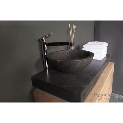 Forzalaqua Roma Vasque 40x40x15cm Ronde Pierre naturelle Pierre bleue adoucie FO100001
